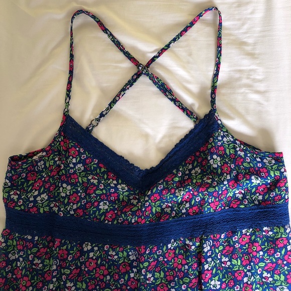 Floral Lace Trim Mini Dress - Picture 3 of 7